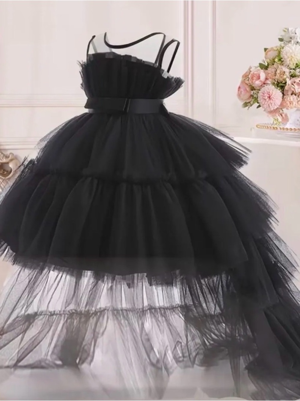 Girls Black Tulle Party Dress